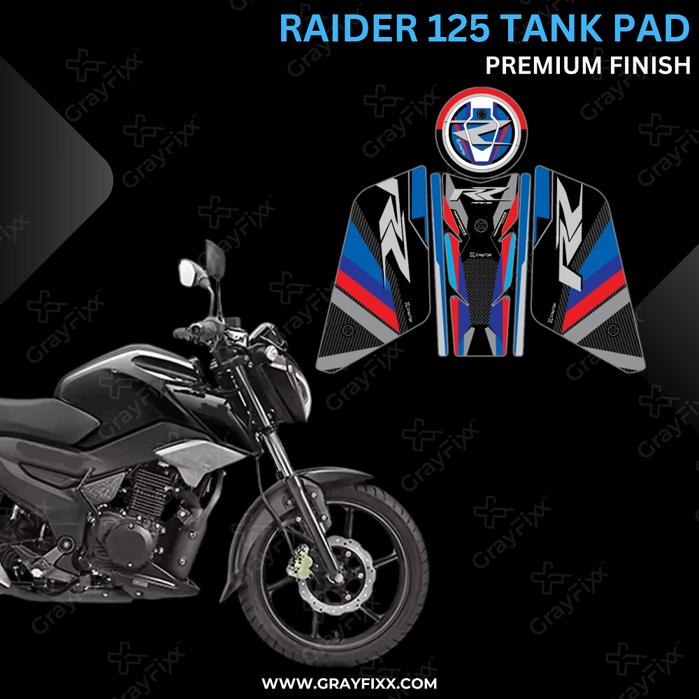 Raider 125 Full Tank Pad with Knee Pad | Full Tank Pad Compatible with Raider 125, Waterproof, Premium Finish, Pack of 1